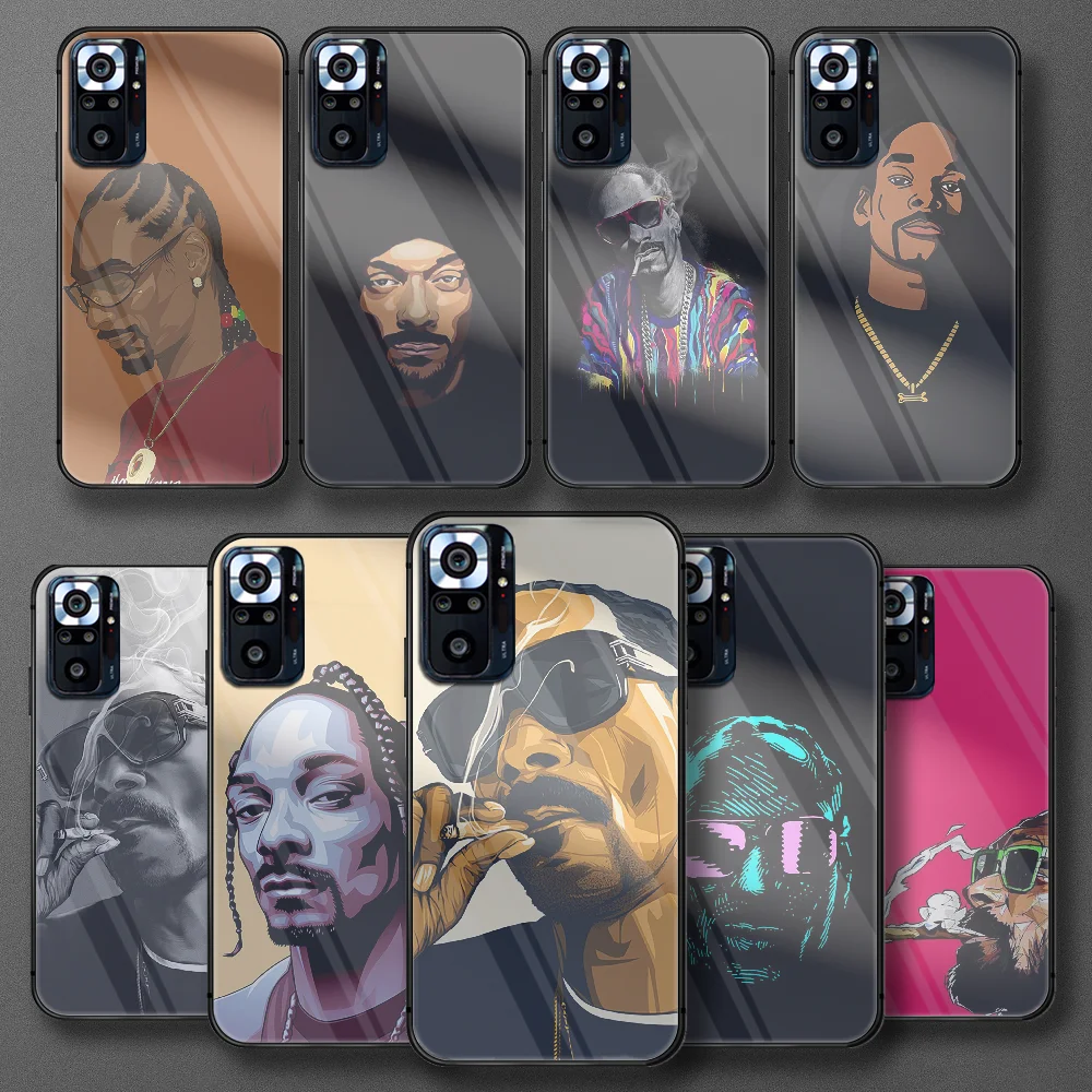 

Snoop Rapper Dogg Tempered Glass Phone Case For Xiaomi Redmi Note 7 8 9 10 A C T S Pro K40 Cover Cell Cell Hoesjes Luxury Prime