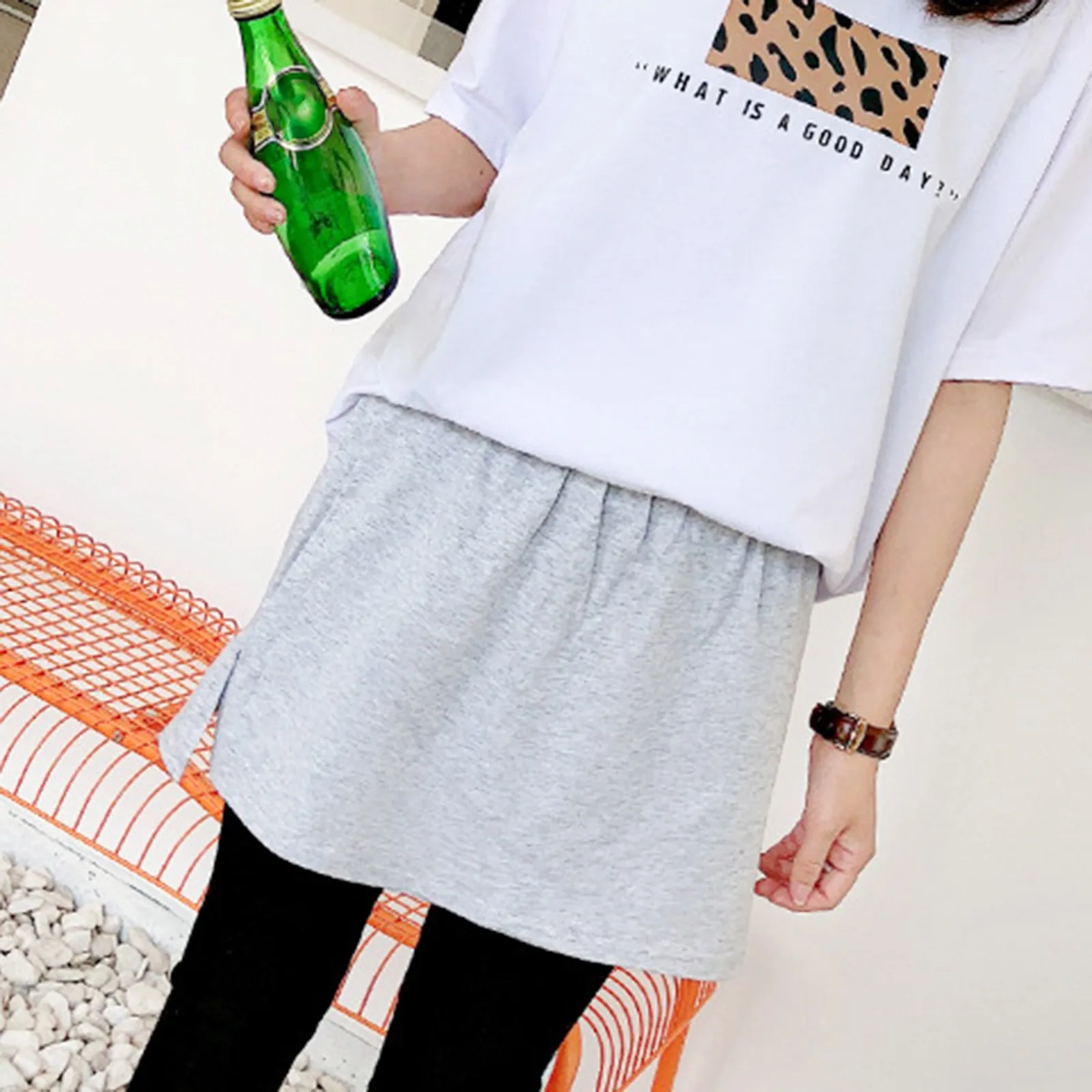 Высокая Талия юбки Регулируемый наслоения поддельные Топ Нижняя набор для