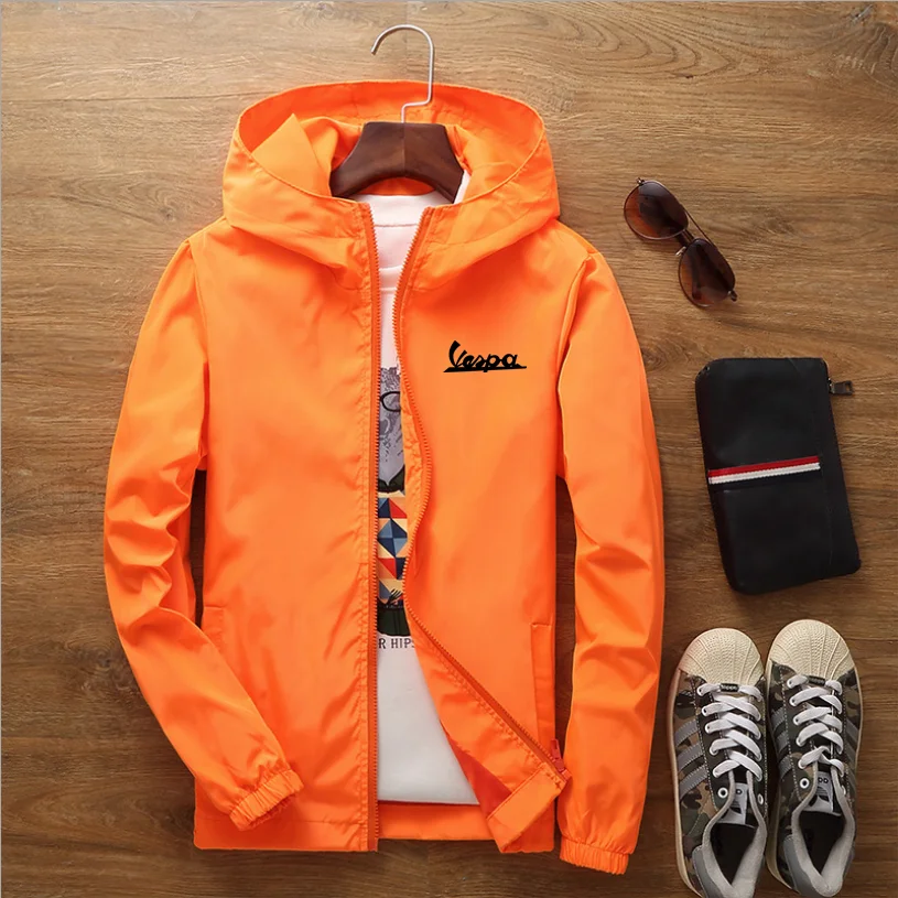 

Spring Summer Vespa Logo Men's New Sunscreen Clothing Fashion Brand Printing Multicolor Men's Casual Hooded Sunscreen Clothing