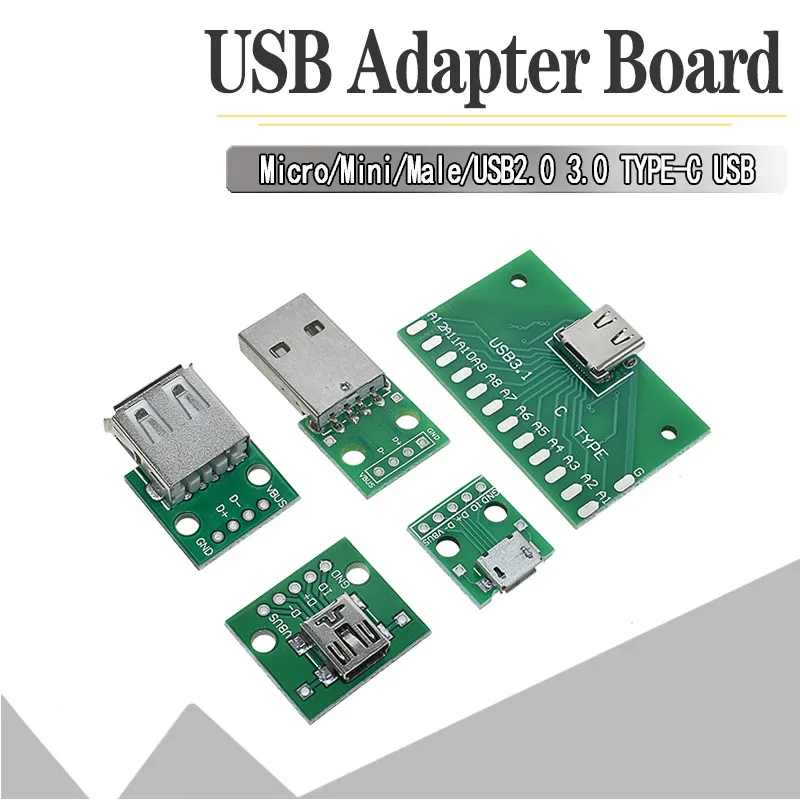 AEAK 5 шт. USB Штекерный разъем/мини микро адаптер DIP гнездовой разъем 2 54 Разъем B Type C