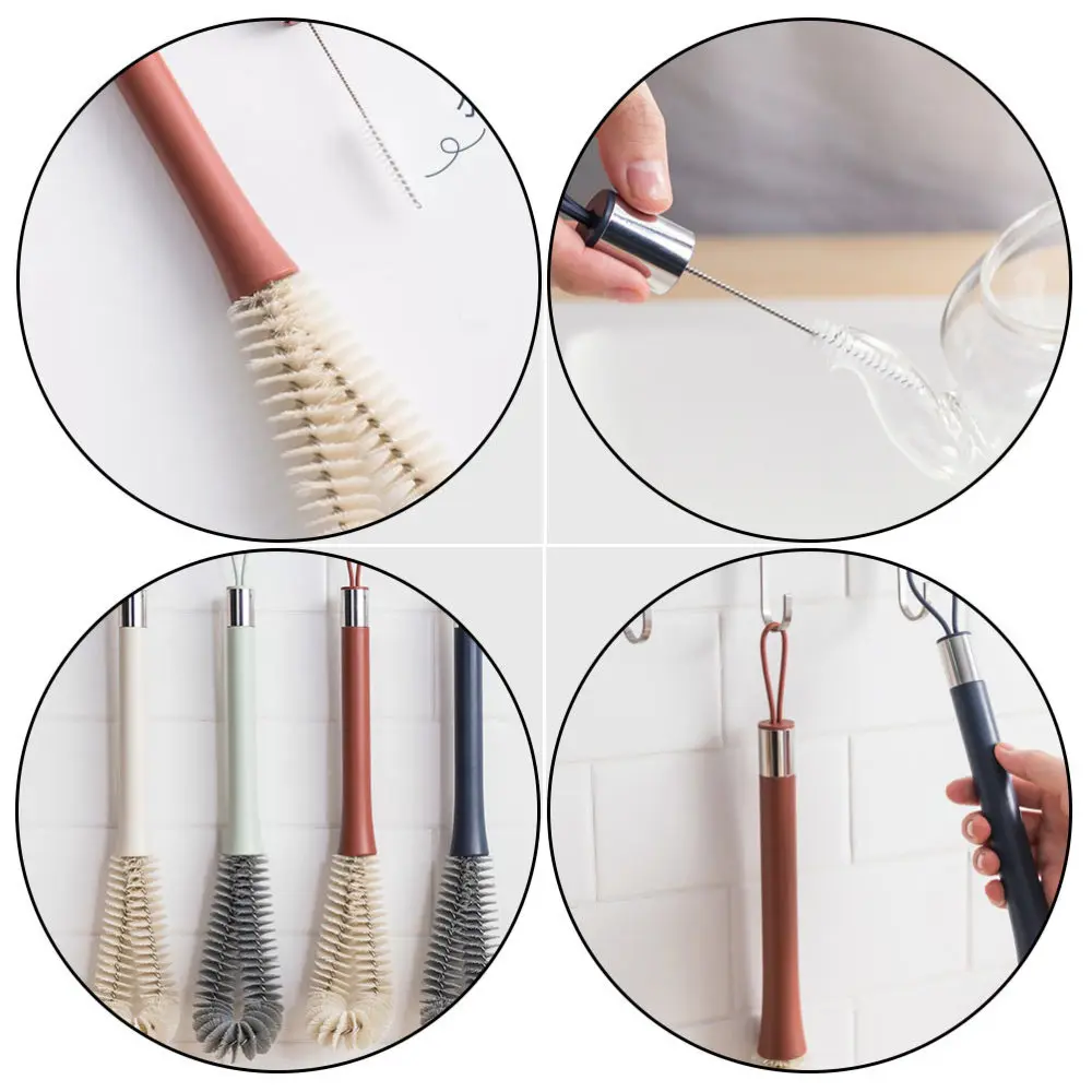 

1Pc Household Cup Cleaning Brush with Long Handle Nylon Cup Brush (Red)