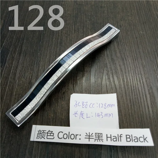 Half Black CC 128mm Кристальная ручка с отверстием CC 96 мм/128 мм серебристо-цветная кристальная Мебельная ручка для шкафа Ручка для выдвижных ящиков дверная ручка кухонная ручка - Цвет: Half Black CC 128mm