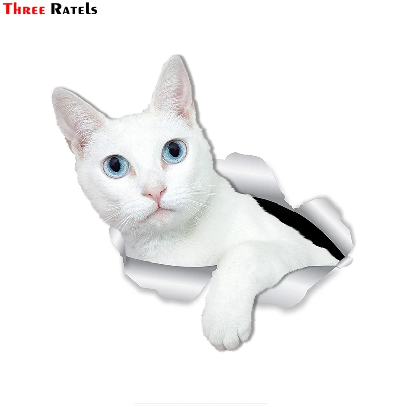 

Три Ratels FTC-1092 3D Белый Короткие волосы голубые глаза кошки Стикеры для автомобиля стены холодильника, туалета Чемодан Скейтборд ноутбука