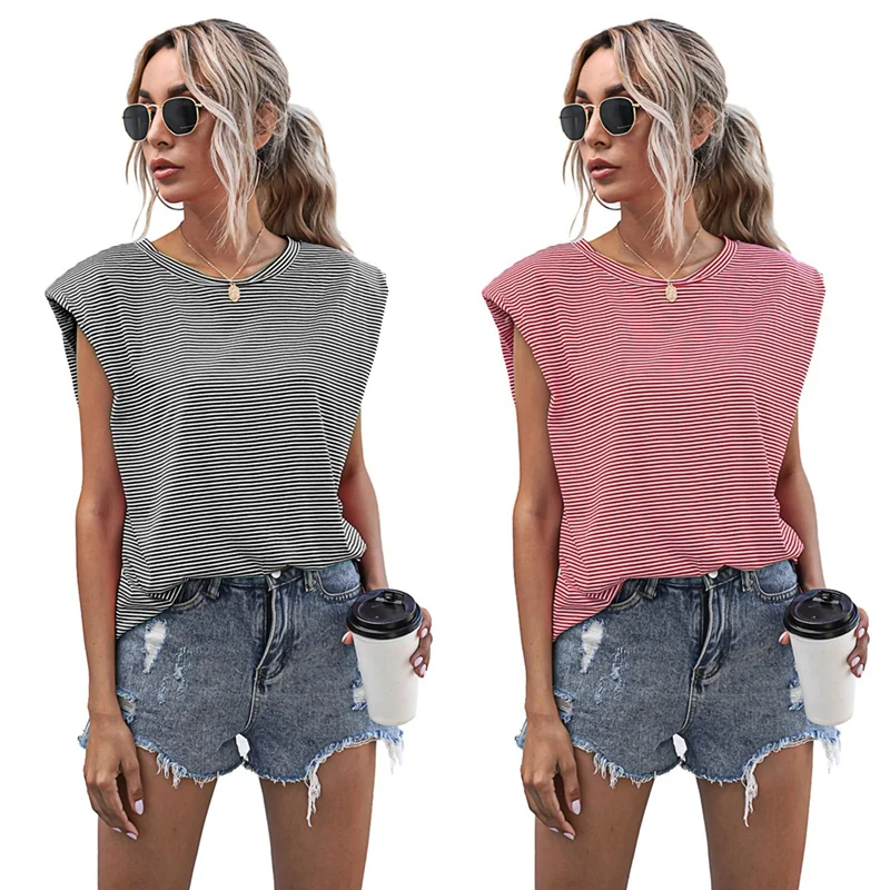 2 шт. свободные майки летний топ без рукавов женская футболка Базовая Трикотажная
