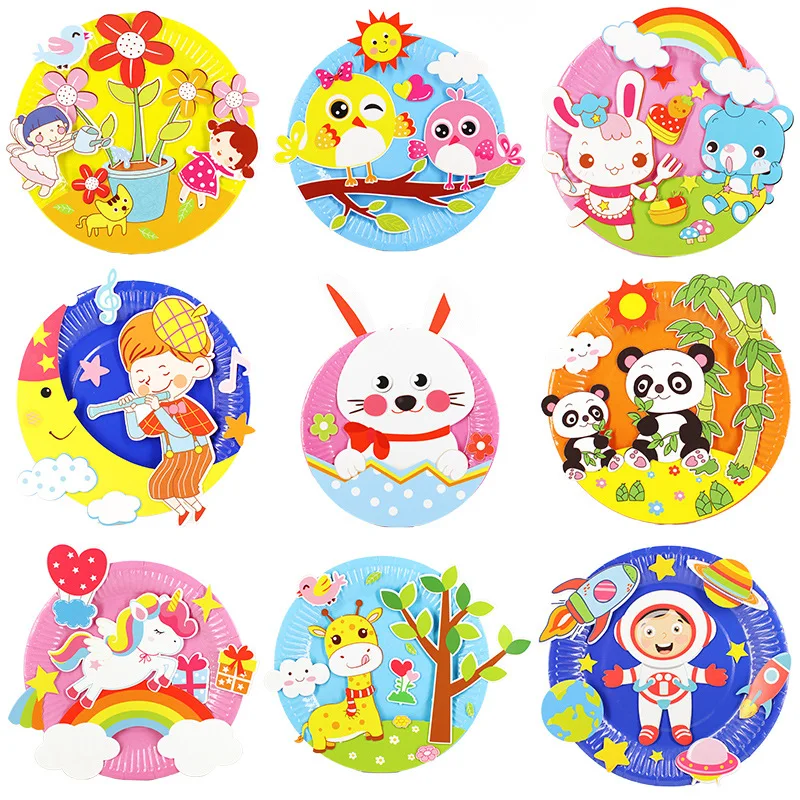 Мультяшные животные бумажные тарелки для рисования ручная работа игрушки