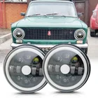 Автомобильные аксессуары 2 шт. для фар Jeep Wrangler 7 дюймов 80 Вт DRL указатели поворота для Hummer H1 H2 Land Rover Denfender 90110