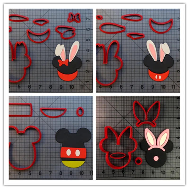 Chartoon мышь Пасхальный кролик ухо яйцо 3D печать PLA пластик помадка gumpaste формочки