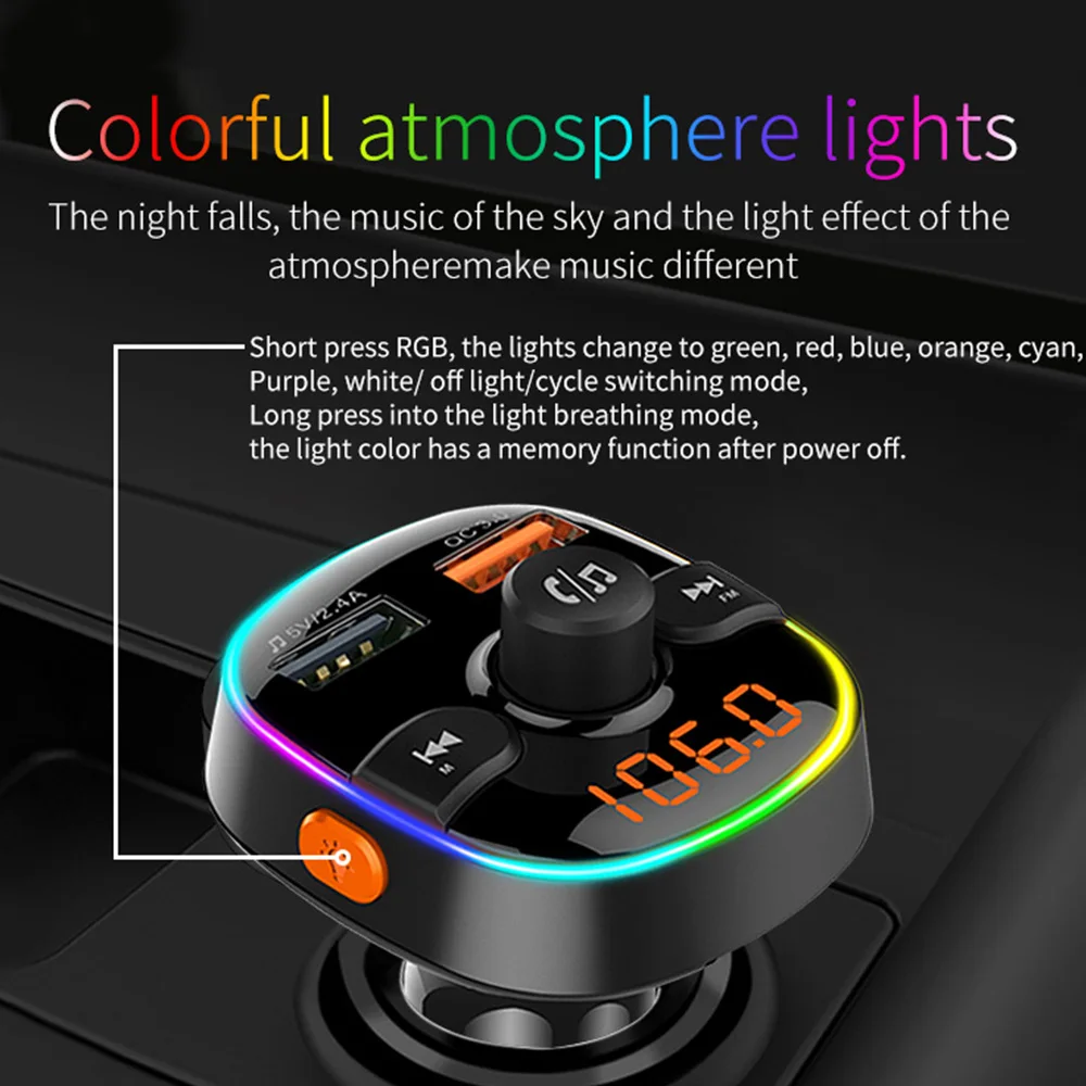 Bluetooth 5 0 FM передатчики Автомобильный MP3-плеер передатчик Быстрая зарядка QC3.0