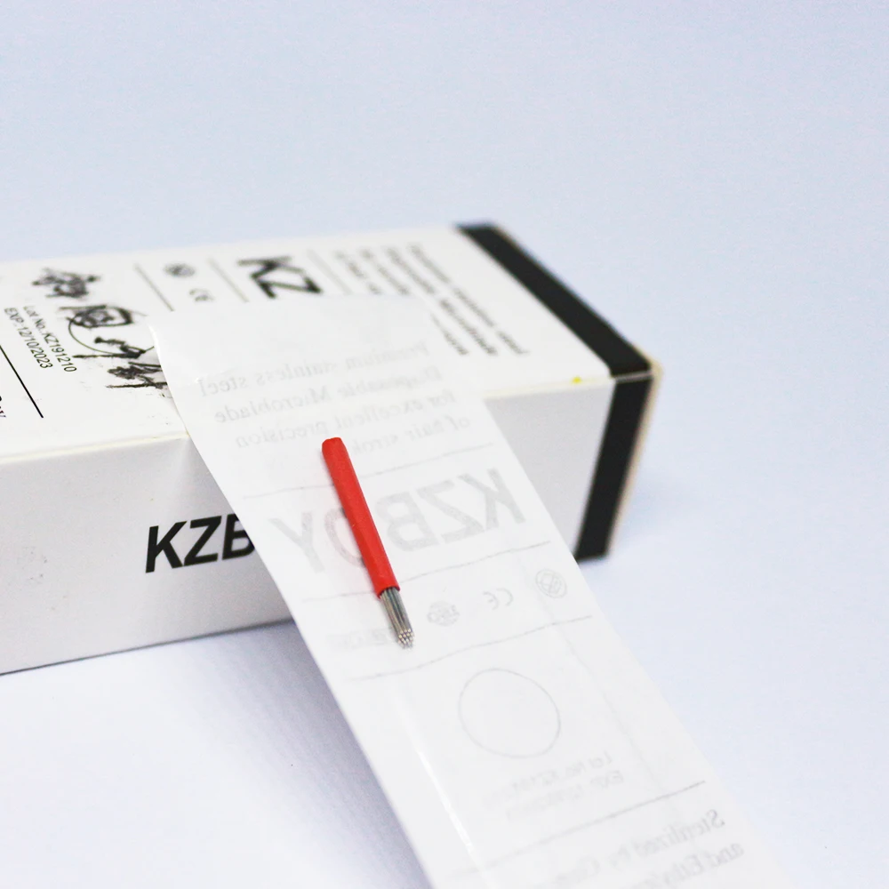 

25PCS/Box 0.3mm Slant and Round Microblading Needles 19 Pins Stainless Steel Microblade for permanent Makeup Supplies