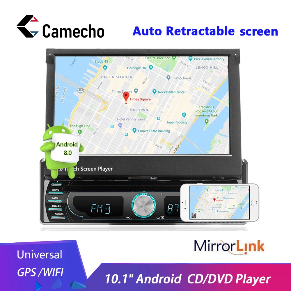 Camecho автомобильное радио Android GPS навигация 12 в 1 din In dash Авторадио Wifi автомобильный