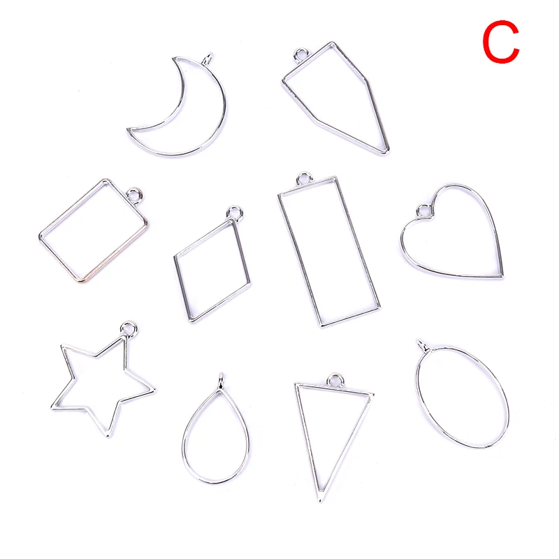 10Pcs Assorted Geometric Hollow Pressed Flower Blank Resin Frames Pendant Bezel Setting Jewelry Findings Making | Украшения и
