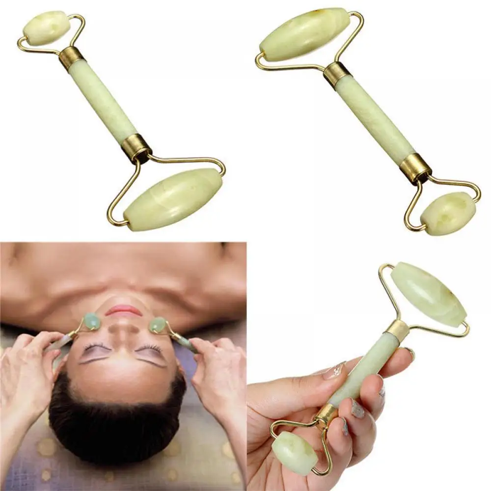 

New Face Massager Roller Natural Jade Stone Guasha Board Scraper Set Facial Lift Skin Relaxation Slimming Beauty Neck Thin Tool