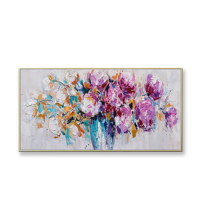 

Big sizes Abstract still life flowers wall pictures for home decoration Handmade acrylic oil painting on canvas for living room