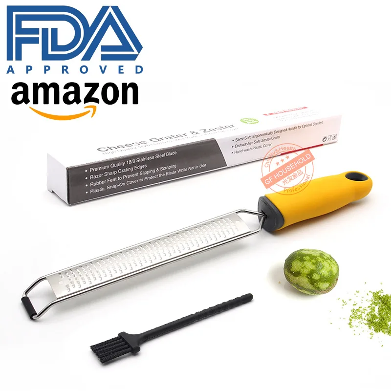 

Amazon Stainless Steel Multi-Functional Chocolate Cheese Grater Chip Knife Cheese Lemon Ginger Grater Cleaning Brush