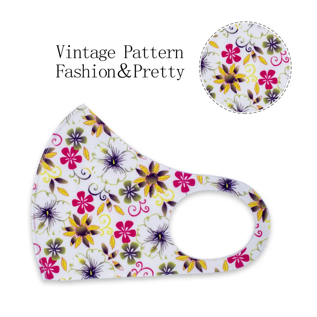 

Adult Washable Reusable Flower Print Mouth Mask Anti-dust Face Masks Outdoor Sport Facemask Anti Haze Protective Cotton Mask
