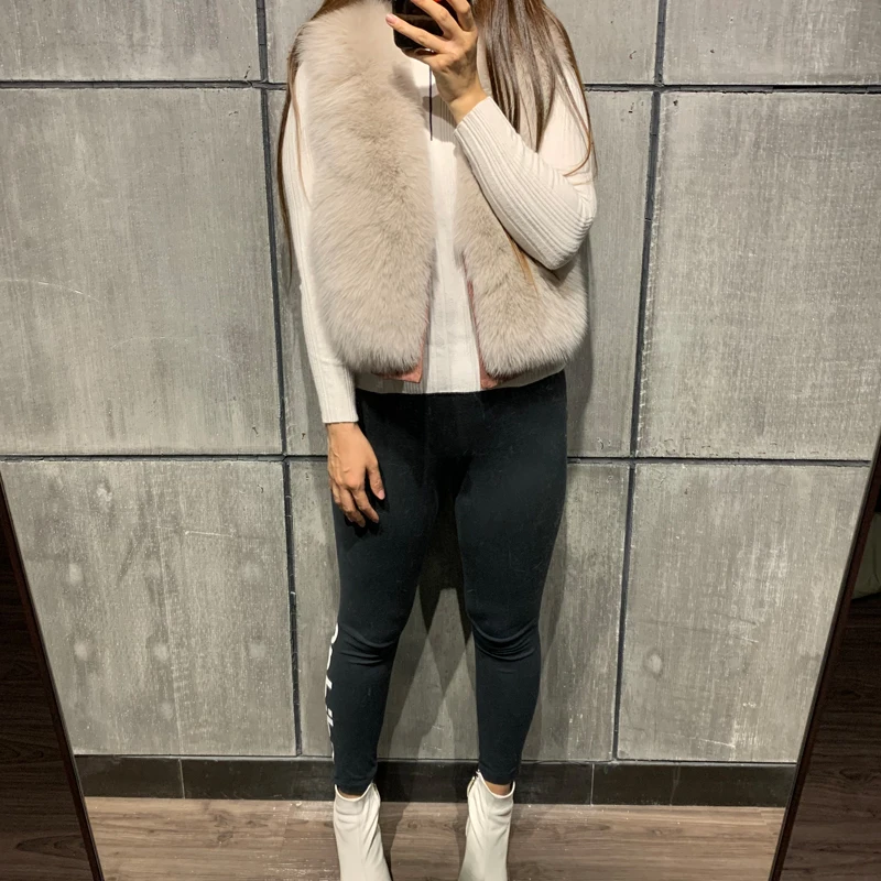 

ladies natural women gilet real fox fur vest