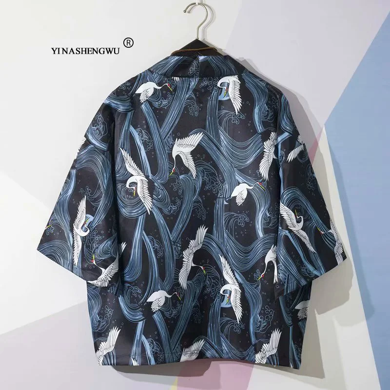 Yukata Женские кимоно кардиган для мужчин традиционное японское кимоно унисекс Harajuku пляжная свободная тонкая рубашка Азиатский японский костюм для косплея