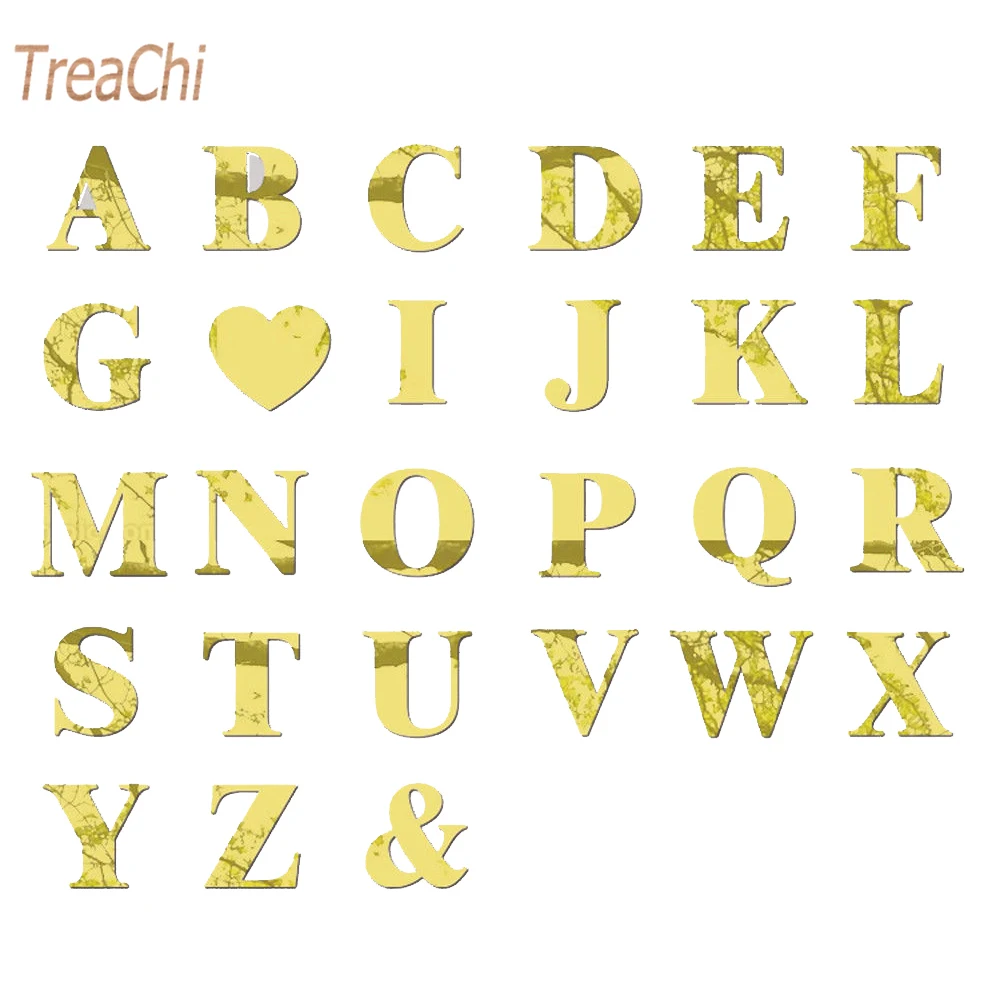 26 букв DIY 3D зеркальные Акриловые Настенные стикеры наклейки домашний декор