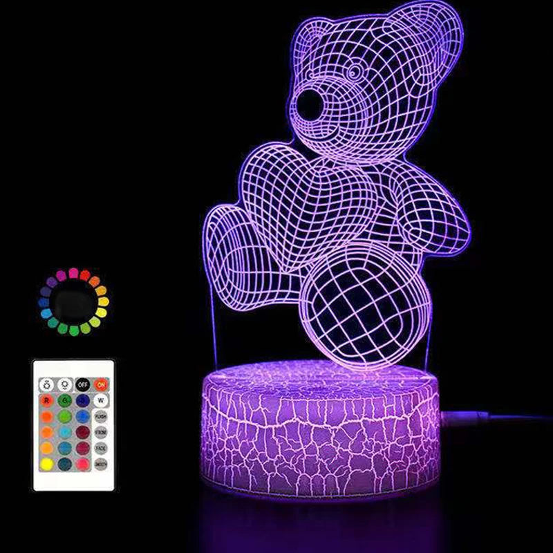 

СВЕТОДИОДНЫЙ 3D ночник 16 видов цветов, с трещинами, на основании, для кабинета, для детской комнаты, подарок, настольная лампа, украшение, 24 кн...