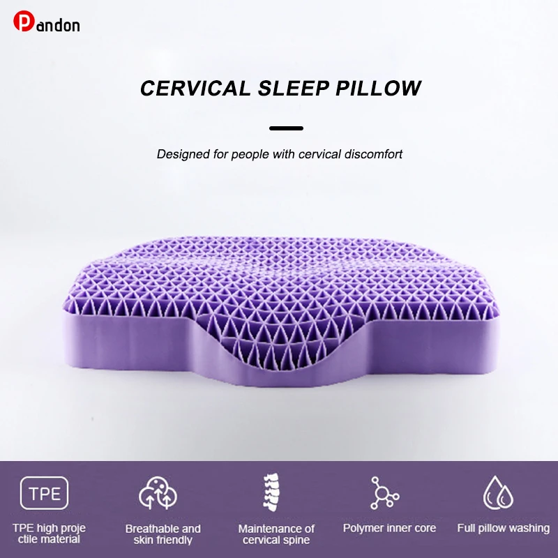 

TPE Cervical Spine Bed Pillow High Elasticity with Pillowcover Orthopedic Shoulder Pain Protection For Sleep Cool Summer Large