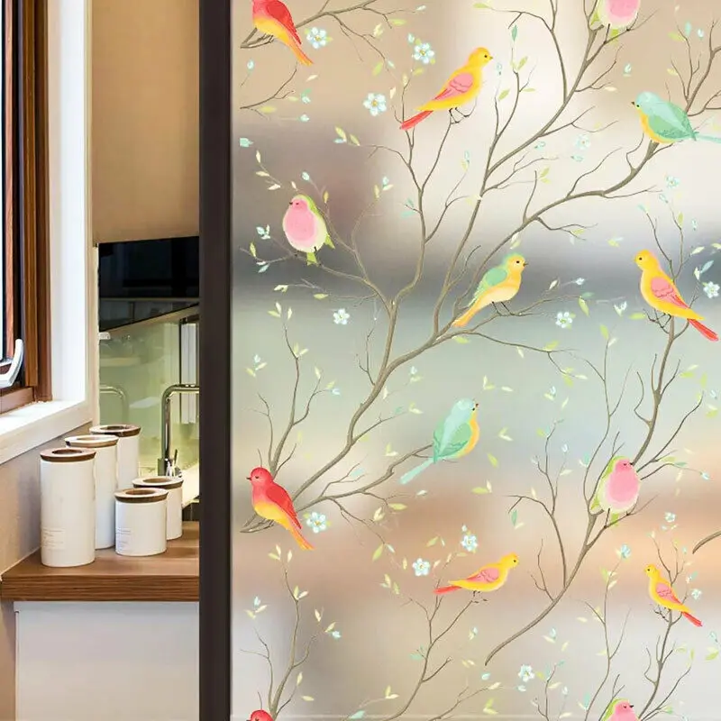 Window Self-Adhesive Film Frosted Glass Bird Static Adhesive Sticker | Дом и сад