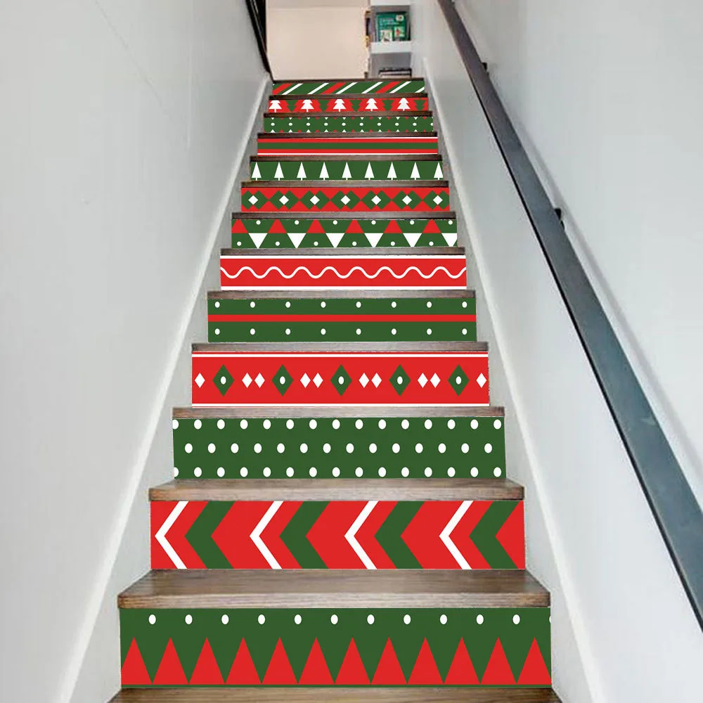 6 шт./13 шт. Рождественский Декор виниловые Стикеры для лестницы DIY X mas наклейки