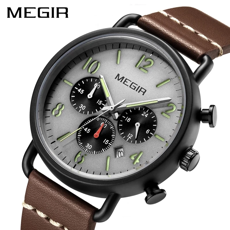 

MEGIR 2022 New Fashion Men Luxury Watch Retro Belt Trendy Men's Sports Trend Casual Luminous Watches Relogio Masculino 2158
