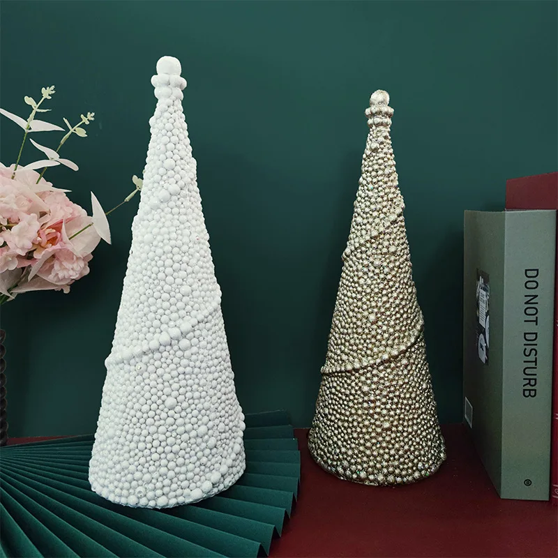 

Christmas Tree Tabletop Christmas Tree with Pearl for Table Top Desk Classic Series Christmas Decoration, Home Office Decor