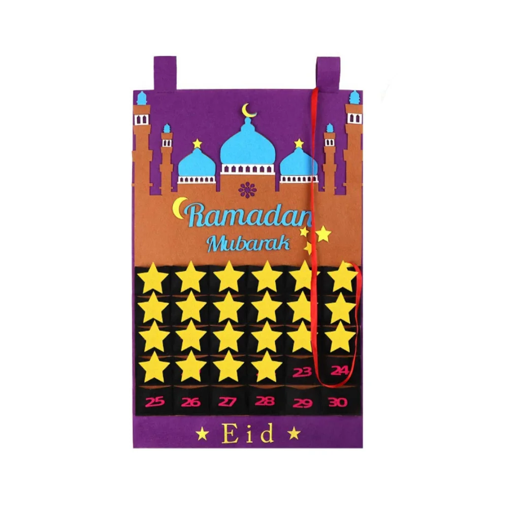 

Felt Ramadan Eid Mubarak Kareem Wall Hanging Numbered Countdown Calendar Planner