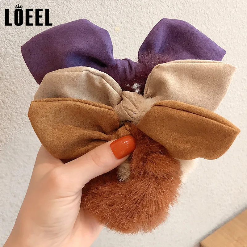 Резинка для волос женская плюшевая эластичная повязка на голову с милыми