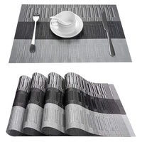 placemats for dining table pvc bamboo pattern table mats multiple colors non slip heat resistant washable easy to clean