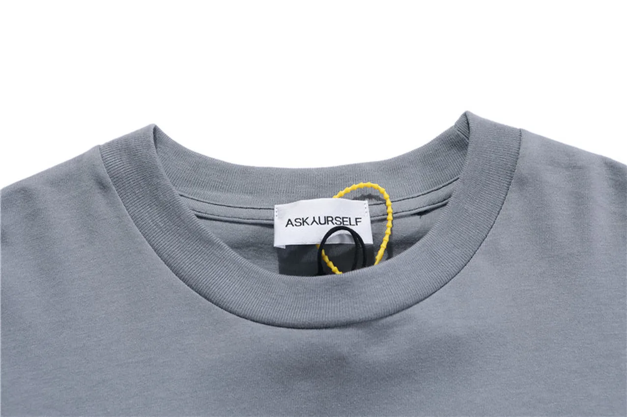 

Foaming Printing Askyurself Box Logo T-Shirts Men Women 1:1 High Quality Washed Cement Grey AYS T Shirt Top Tees harajuku