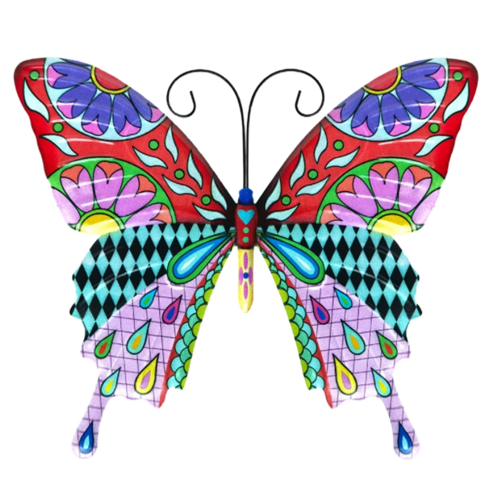 

Butterflies Metal Crafts Vintage Wall Hanging 21.5 X 25cm Colorful Home Decoration Bright Colors Break And Deform 3D Pendants