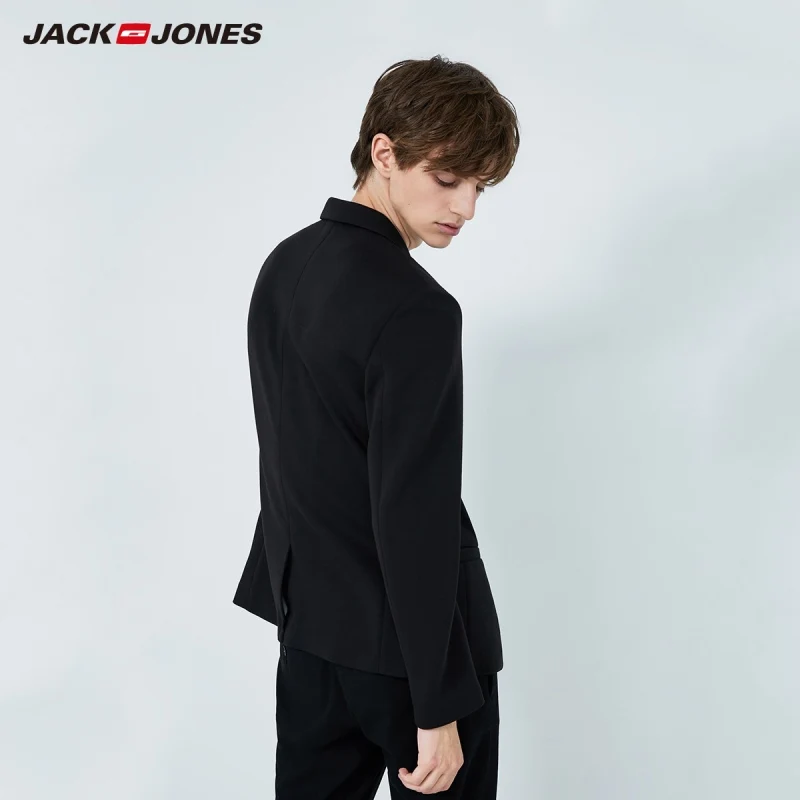 Мужской приталенный пиджак JackJones деловой Повседневный трикотажный на двух
