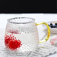hammer pattern glass cup heat resistant glass teapot drinkware transparent handle breakfast cup coffee tea milk yogurt mug