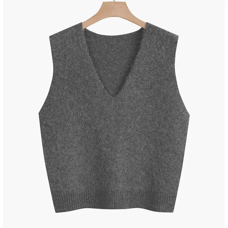 

V-neck knitted vest jacket women 2021 spring, autumn and winter new Korean style loose all-match jacket P3 1045