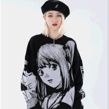 Anime Girl Knitted Deathed Noted Sweater Pullover Misa Amane Sweater 2021 Hip Hop Streetwear Vintage  Harajuku Sweater Couples