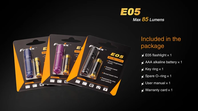 FENIX E05 Edition Cree XP-E2 светодиодный Flshlight 3 режима 85 люмен на 1* AAA аккумулятор