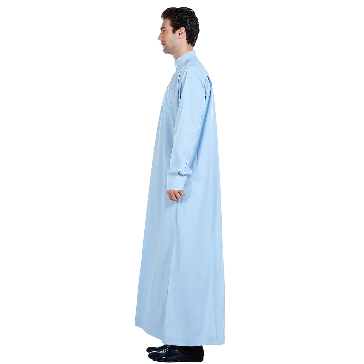 New Muslim Jubba Thobe For Men Long Sleeve Islamic Robe Round Collar Multi-pocket Arabic Kaftan Abaya Male Vestidos Caftan Ropa