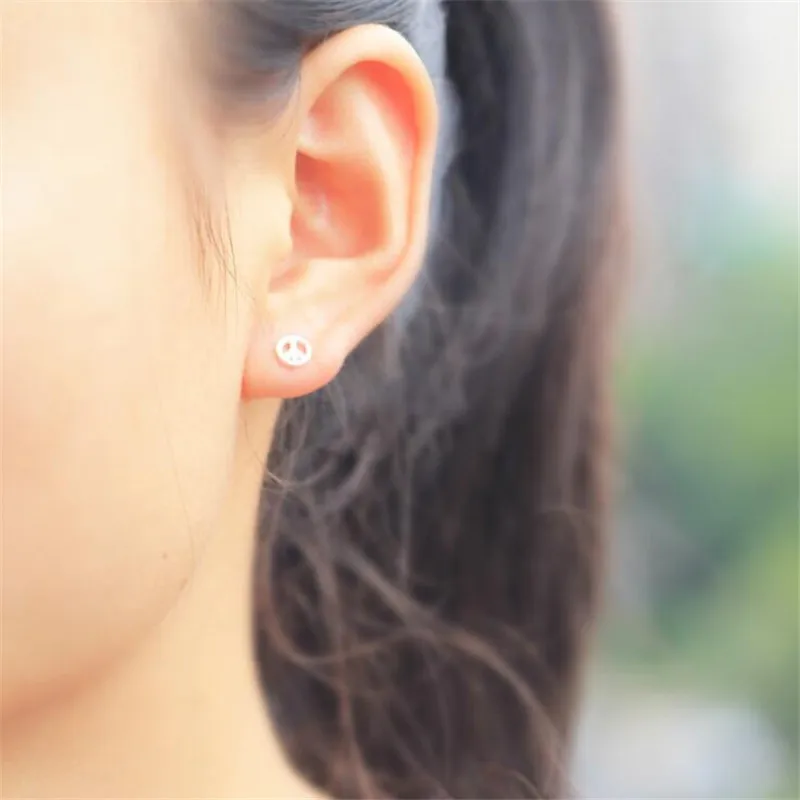 

New Korean Style Fashion Simple Arrow 925 Sterling Silver Jewelry Peace Symbol Anti-war Plane Female Stud Earrings SE519