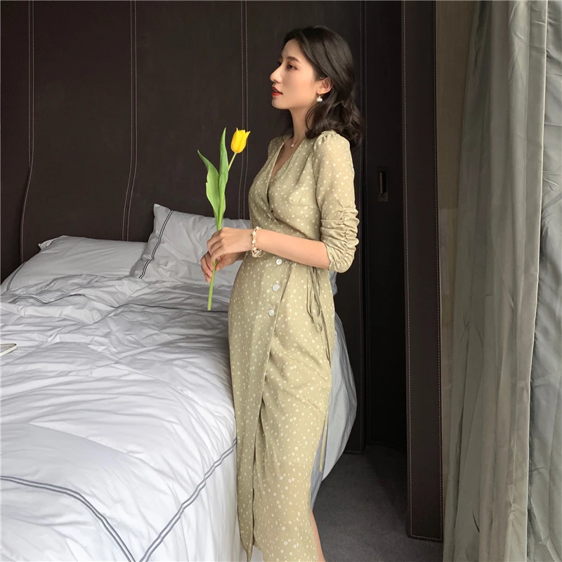 Платье женское шифоновое с запахом элегантный винтажный вечерний сарафан