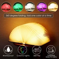 mini folding book light 37 colors portable wooden book lamp novelty led paper lantern usb rechargeable for room decor kid gift
