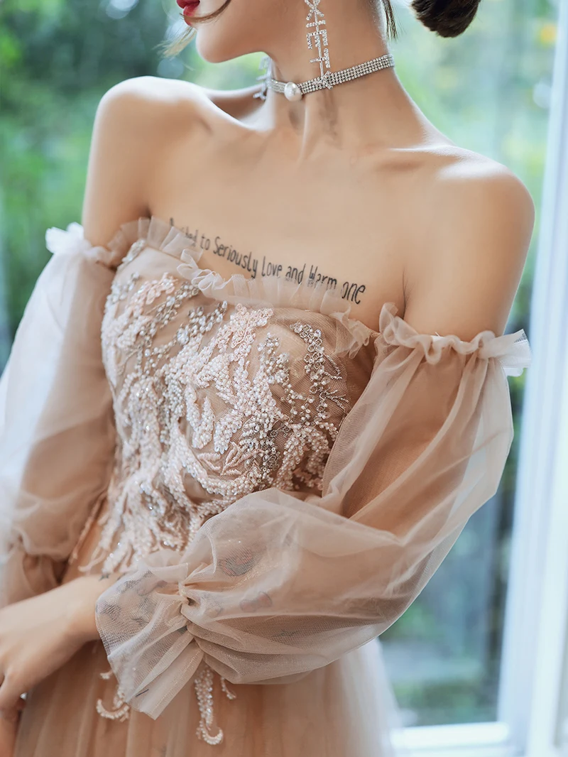 AE735 Elegant Women Long Prom Dresses 2021 Crystals A-Line Appliques Sweetheart Vintage Formal Party | Свадьбы и торжества