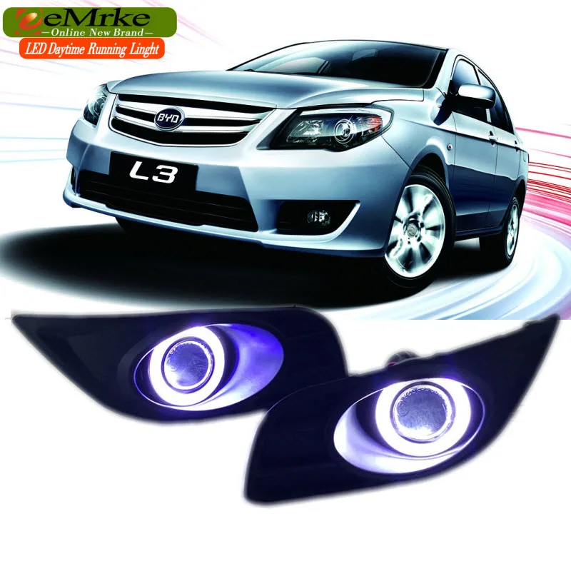 

EEMRKE For BYD L3 2010-2015 LED Angel Eyes DRL H11 55W Halogen Yellow Fog Lights Lamp Daytime Running Light Car Styling