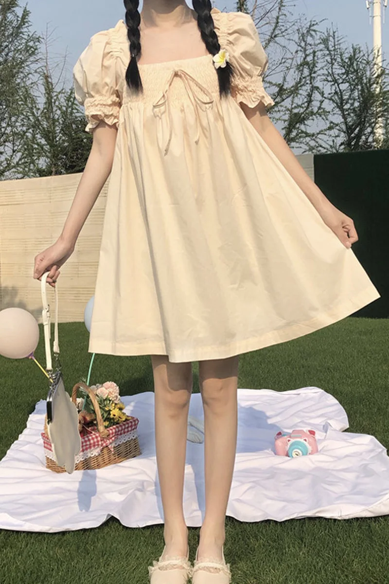 Женское милое платье принцессы с короткими рукавами в стиле колледжа летнее для