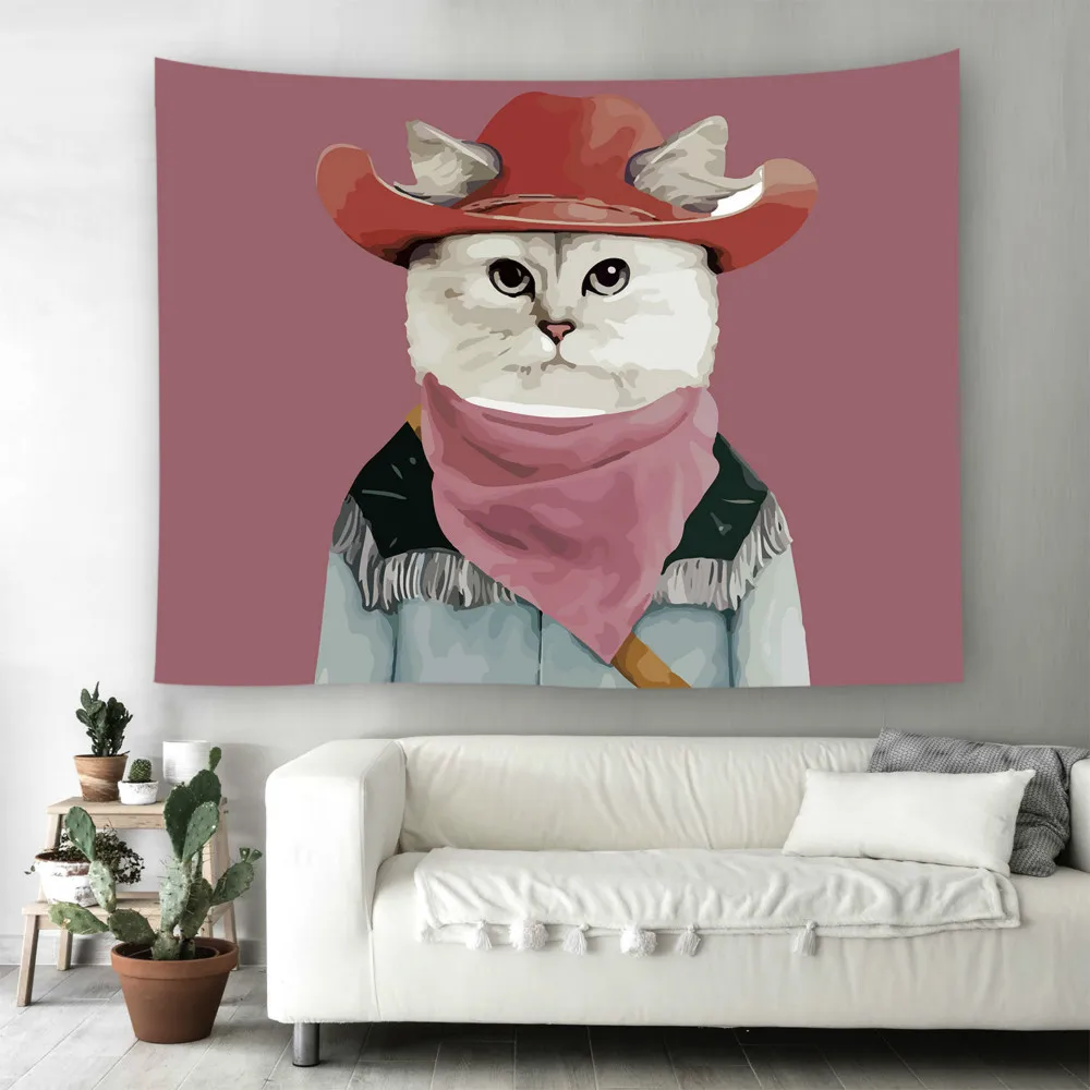 Гобелен с милым котом настенное украшение для дома пляжное полотенце одеяло