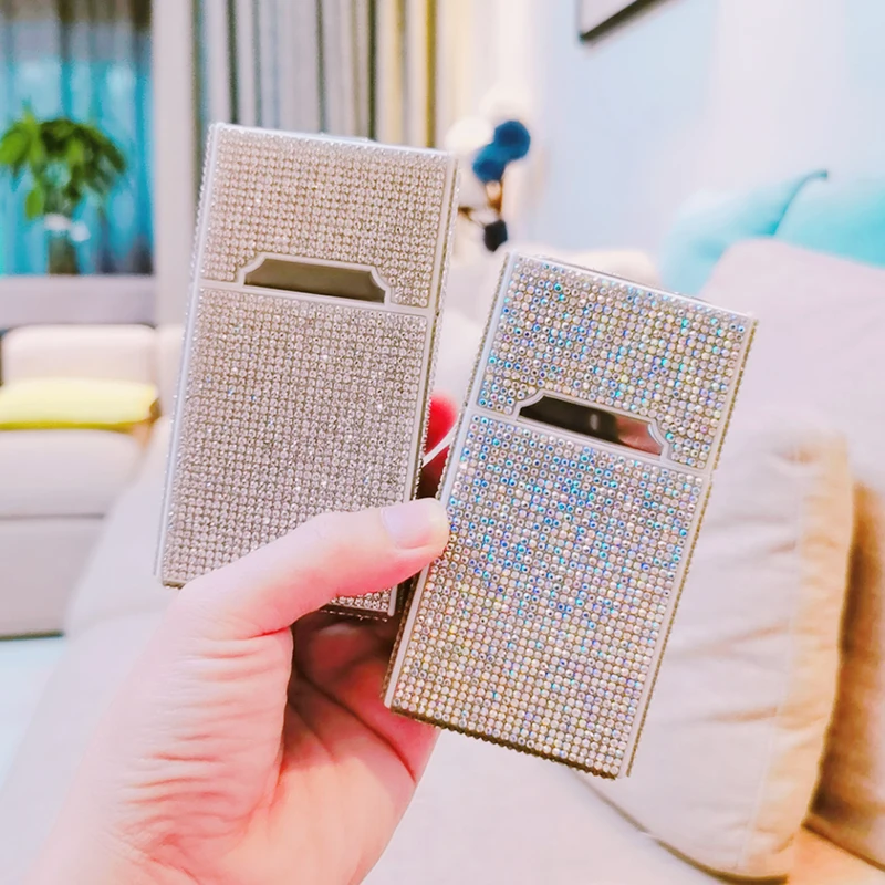 Женская кристальная тонкая сигарета чехол USB зарядка Зажигалка 20 палочек