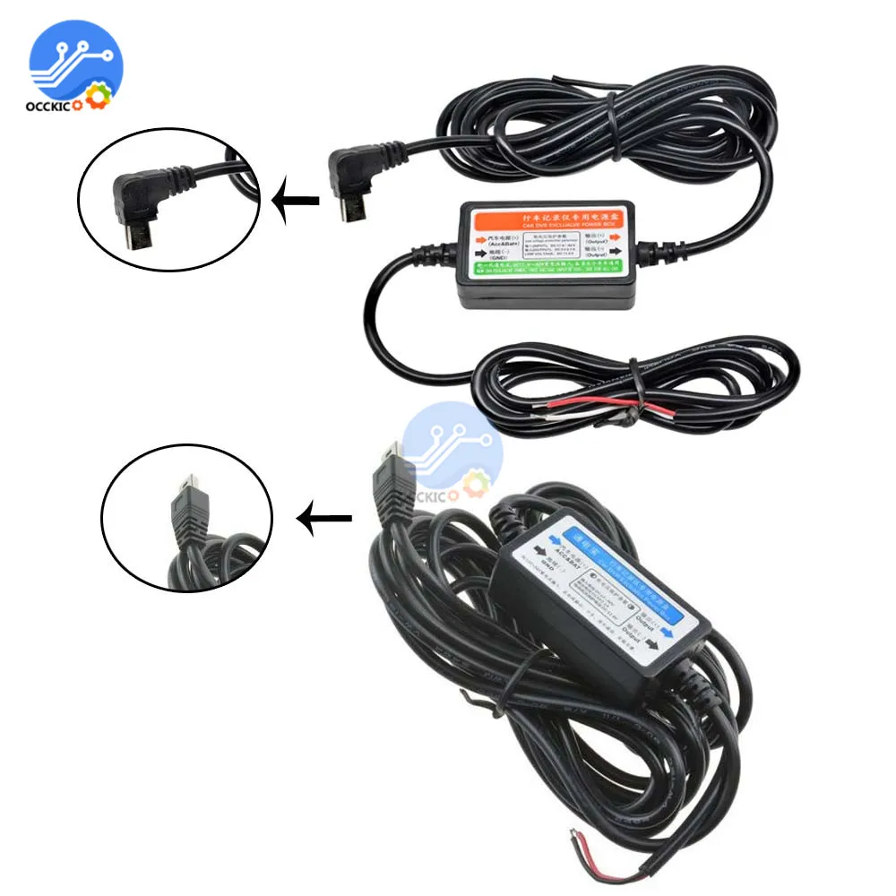 

NEW Mini USB Car Charger Cable for car auto Dash Cam Camcorder Vehicle DVR DC 12v to 5v hardware wire Charge