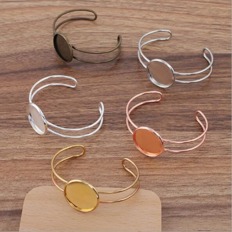 60x65 мм Регулируемые настройки браслета 20 Круглые Пустые Базовые подносы БЕЗЕЛЬ