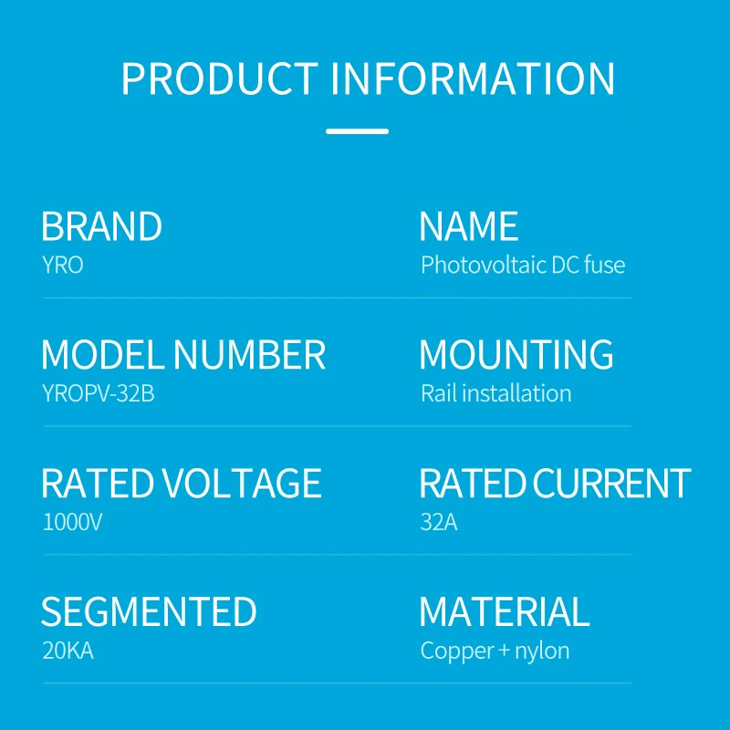 Плавкий предохранитель постоянного тока 1P 1000 В для защиты Системы Солнечной PV 10x38